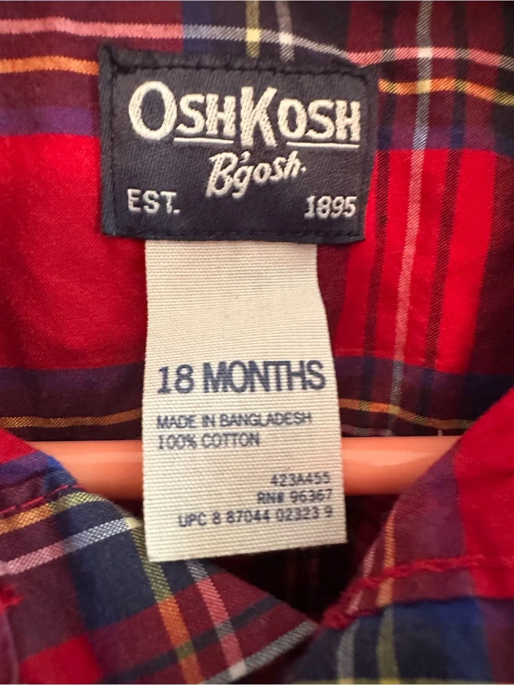 OshKosh Red Plaid Button-Up Shirt 18 months